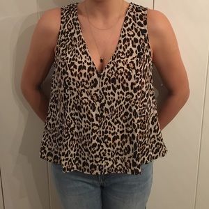 NWOT Free People Leopard Print Lace-Up Tank